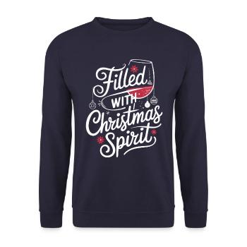 Filled with Christmas spirit and wine joy - Unisex Sweatshirt - navy - Front - Alina (178cm) & Michal (187cm)