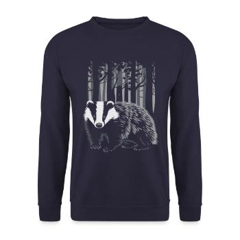 Cottagecore Badger in the Enchanted Forest - Unisex Sweatshirt - navy - Front - Alina (178cm) & Michal (187cm)