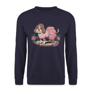 Cottagecore dog in flower dress - Unisex Sweatshirt - navy - Front - Alina (178cm) & Michal (187cm)