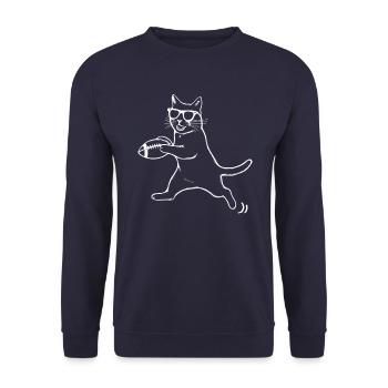 Chat avec des lunettes de soleil et ballon de foot - Sweat-shirt Unisexe - marine - Devant - Alina (178cm) & Michal (187cm)