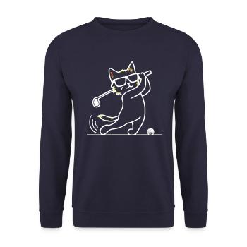 Chat avec des lunettes de soleil jouant au golf - Sweat-shirt Unisexe - marine - Devant - Alina (178cm) & Michal (187cm)