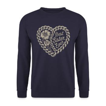 Meilleure Soeur Meilleure Soeur Jamais Câble Tricot Coeur - Sweat-shirt Unisexe - marine - Devant - Alina (178cm) & Michal (187cm)
