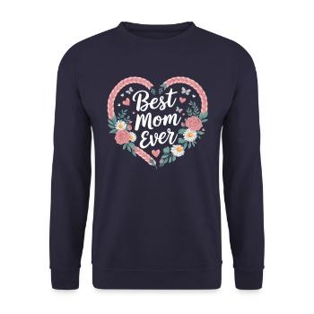 Meilleure maman Meilleure maman de tous les temps Tresse florale de coeur - Sweat-shirt Unisexe - marine - Devant - Alina (178cm) & Michal (187cm)