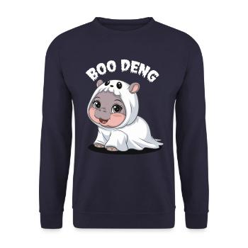 Cute Hippo Boo Deng Costume for Kids - Unisex Sweatshirt - navy - Front - Alina (178cm) & Michal (187cm)