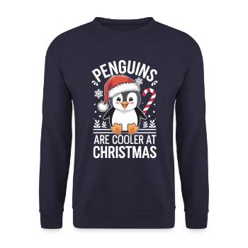 Pinguine Sind Cooler An Weihnachten - Penguin - Unisex Pullover - Navy - Vorne - Alina (178cm) & Michal (187cm)