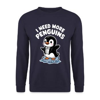 Ich Brauche Mehr Pinguine Lustiger Pinguin - Unisex Pullover - Navy - Vorne - Alina (178cm) & Michal (187cm)