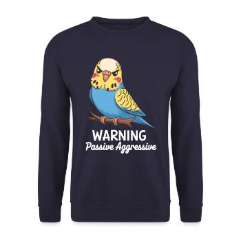 Avertissement Passif Agressif Perruche Comic - Sweat-shirt Unisexe - marine - Devant - Alina (178cm) & Michal (187cm)