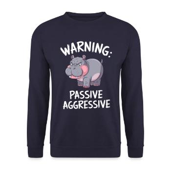 Avertissement : Hippopotame passif agressif dessin animé - Sweat-shirt Unisexe - marine - Devant - Alina (178cm) & Michal (187cm)