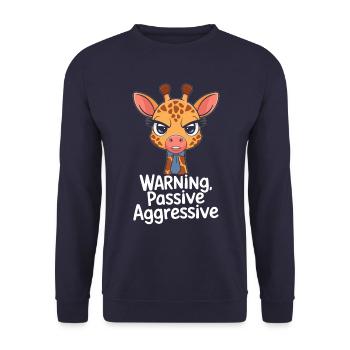 Caution Passive Aggressive Giraffe with Tie - Unisex Sweatshirt - navy - Front - Alina (178cm) & Michal (187cm)