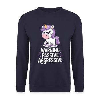 Caution Passive Aggressive Unicorn Humor - Unisex Sweatshirt - navy - Front - Alina (178cm) & Michal (187cm)