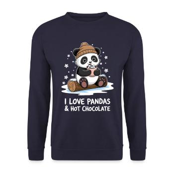 Ich Liebe Pandas Und Heiße Schokolade - Unisex Pullover - Navy - Vorne - Alina (178cm) & Michal (187cm)