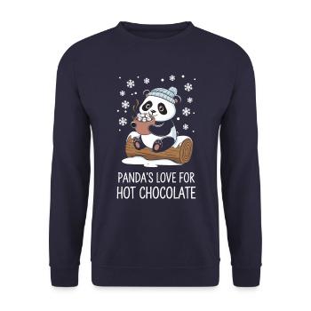 Panda's love for hot chocolate in winter - Unisex Sweatshirt - navy - Front - Alina (178cm) & Michal (187cm)