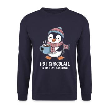 Heiße Schokolade Ist Meine Liebessprache - Unisex Pullover - Navy - Vorne - Alina (178cm) & Michal (187cm)