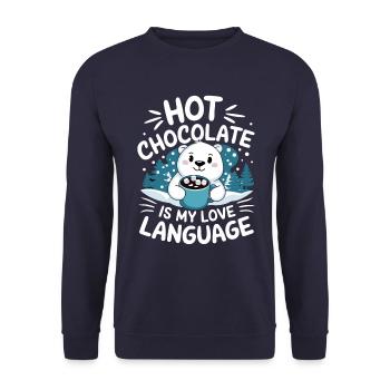Heiße Schokolade Ist Meine Liebessprache - Unisex Pullover - Navy - Vorne - Alina (178cm) & Michal (187cm)