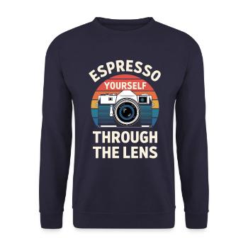 Espresso Yourself Photographe à travers l’objectif - Sweat-shirt Unisexe - marine - Devant - Alina (178cm) & Michal (187cm)