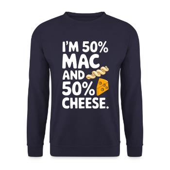 Je suis 50% macaroni et 50% drôle au fromage - Sweat-shirt Unisexe - marine - Devant - Alina (178cm) & Michal (187cm)