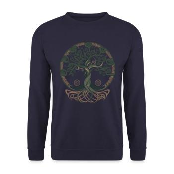 Neo Celtic Tree of Life - Unisex Sweatshirt - navy - Front - Alina (178cm) & Michal (187cm)