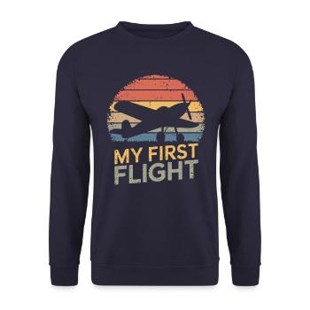My First Flight Retro Airplane Adventure - Unisex Sweatshirt - navy - Front - Alina (178cm) & Michal (187cm)