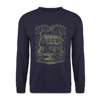 Dark Cottagecore Fairytale House - Unisex Sweatshirt - navy - Front - Alina (178cm) & Michal (187cm)
