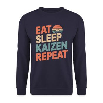 Eat Sleep Kaizen Improvement Repeat - Unisex Sweatshirt - navy - Front - Alina (178cm) & Michal (187cm)