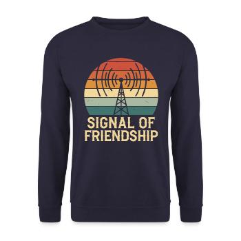 Amateurfunker Signal Of Friendship - Unisex Pullover - Navy - Vorne - Alina (178cm) & Michal (187cm)