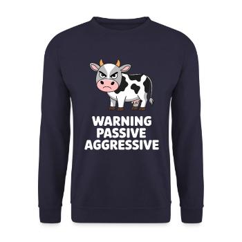 Caution Passive Aggressive Funny Cow - Unisex Sweatshirt - navy - Front - Alina (178cm) & Michal (187cm)
