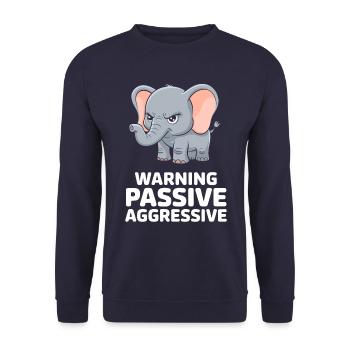 Warning Passive Aggressive Lustiger Elefant - Unisex Pullover - Navy - Vorne - Alina (178cm) & Michal (187cm)