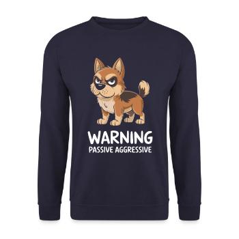 Warnung Passiv Aggressiv Hund - Unisex Pullover - Navy - Vorne - Alina (178cm) & Michal (187cm)