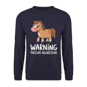 Warning Passive Aggressive Horse Cartoon - Unisex Sweatshirt - navy - Front - Alina (178cm) & Michal (187cm)