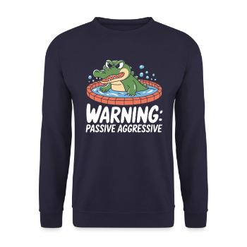 Warning: Passive Aggressive Crocodile Fun - Unisex Sweatshirt - navy - Front - Alina (178cm) & Michal (187cm)