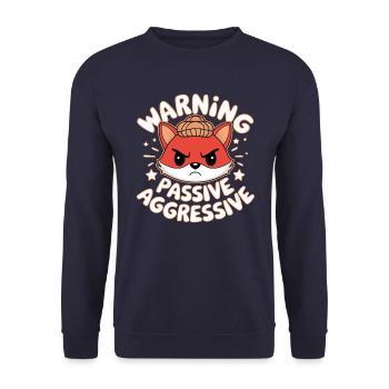 Warning Passive Aggressive Fuchs Illustration - Unisex Pullover - Navy - Vorne - Alina (178cm) & Michal (187cm)
