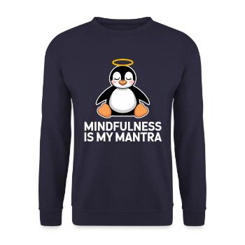 Achtsamkeit Ist Mein Mantra Pinguin - Unisex Pullover - Navy - Vorne - Alina (178cm) & Michal (187cm)