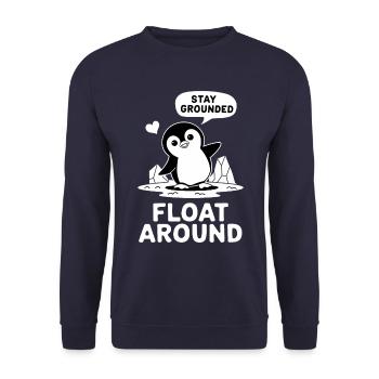 Pinguin Abenteuer: Stay Grounded Float Around - Unisex Pullover - Navy - Vorne - Alina (178cm) & Michal (187cm)