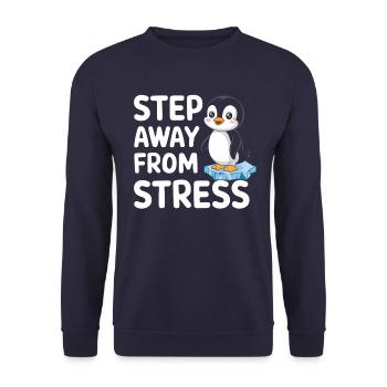 Get away from stress with cute penguin - Unisex Sweatshirt - navy - Front - Alina (178cm) & Michal (187cm)