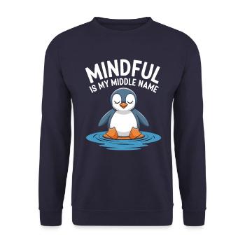 Mindful Penguin Meditation Entspannung - Unisex Pullover - Navy - Vorne - Alina (178cm) & Michal (187cm)