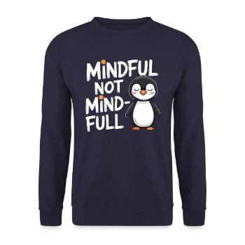 Achtsam Nicht Voller Gedanken Pinguin Illustration - Unisex Pullover - Navy - Vorne - Alina (178cm) & Michal (187cm)