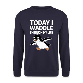 Aujourd’hui, je me dandine dans ma vie avec Penguin - Sweat-shirt Unisexe - marine - Devant - Alina (178cm) & Michal (187cm)