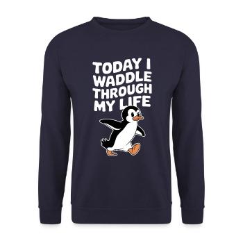 Aujourd’hui, je me dandine dans ma vie Penguin - Sweat-shirt Unisexe - marine - Devant - Alina (178cm) & Michal (187cm)
