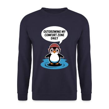 Grow Beyond Me Daily With Penguin - Unisex Sweatshirt - navy - Front - Alina (178cm) & Michal (187cm)