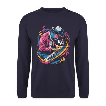 Jazz Vibes Only Musikliebhaber Kunst - Unisex Pullover - Navy - Vorne - Alina (178cm) & Michal (187cm)