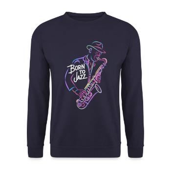 Geboren Für Jazz Saxophon Kunst - Unisex Pullover - Navy - Vorne - Alina (178cm) & Michal (187cm)