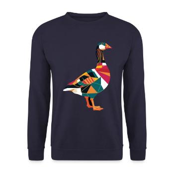 Geometric Farm Animal Graphic Goose - Unisex Sweatshirt - navy - Front - Alina (178cm) & Michal (187cm)