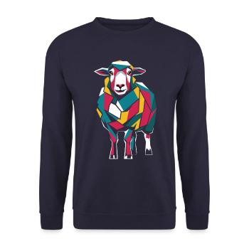 Colorful Geometric Farm Animal Graphic - Unisex Sweatshirt - navy - Front - Alina (178cm) & Michal (187cm)