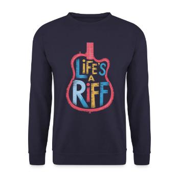 Guitar Player: Life's A Riff - Unisex Sweatshirt - navy - Front - Alina (178cm) & Michal (187cm)