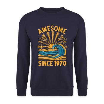 Génial depuis l’anniversaire de la plage des années 1970 - Sweat-shirt Unisexe - marine - Devant - Alina (178cm) & Michal (187cm)