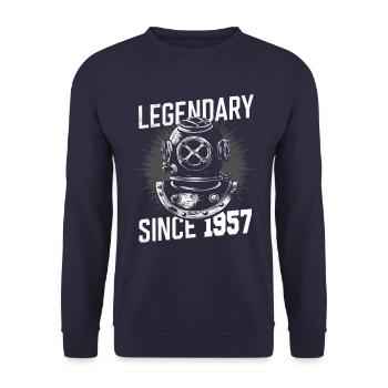 Légendaire depuis 1957 - Plongeur Anniversaire - Sweat-shirt Unisexe - marine - Devant - Alina (178cm) & Michal (187cm)