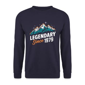 Legendär Seit 1979 Wanderer Geburtstag Bergwandern - Unisex Pullover - Navy - Vorne - Alina (178cm) & Michal (187cm)