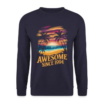 Awesome Since 1994 Strand Sonnenuntergang - Unisex Pullover - Navy - Vorne - Alina (178cm) & Michal (187cm)