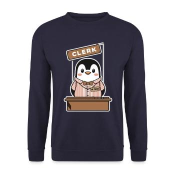 Drôle de pingouin Desk Clerk - Sweat-shirt Unisexe - marine - Devant - Alina (178cm) & Michal (187cm)