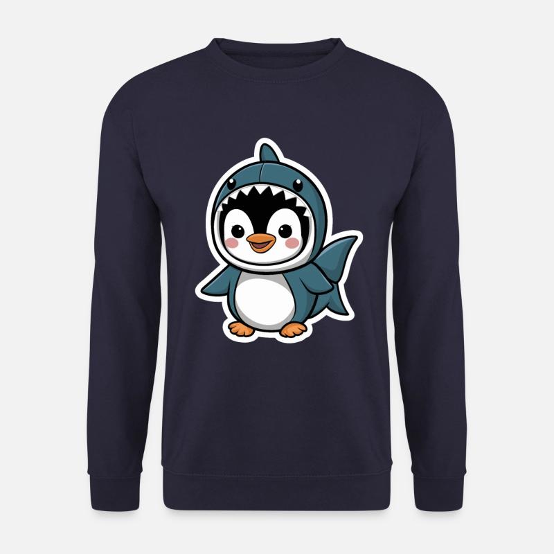 Niedlicher Pinguin Im Hai-Kostüm - Unisex Pullover - Navy